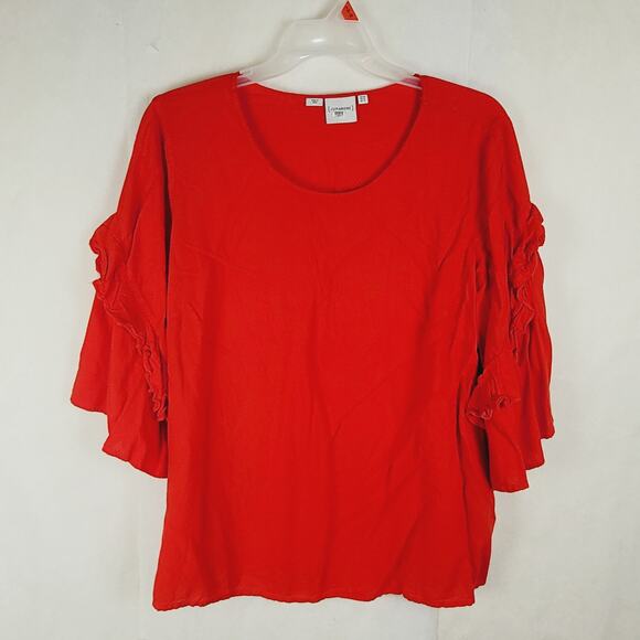 Junarose red Swiss dot top ruffle bell sleeve Size 16 Boho Vibrant Retro Classic - Picture 5 of 11